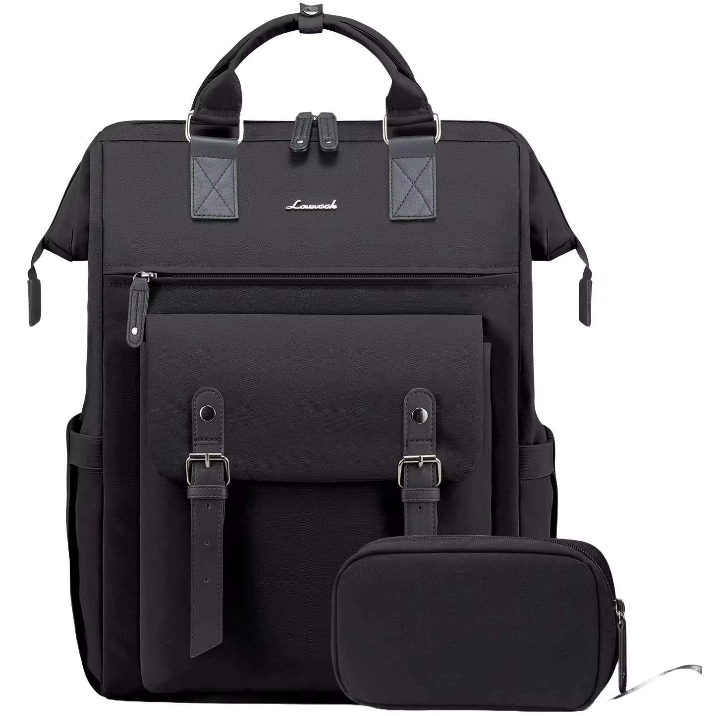 Morral poliéster con 22 bolsillos color negro