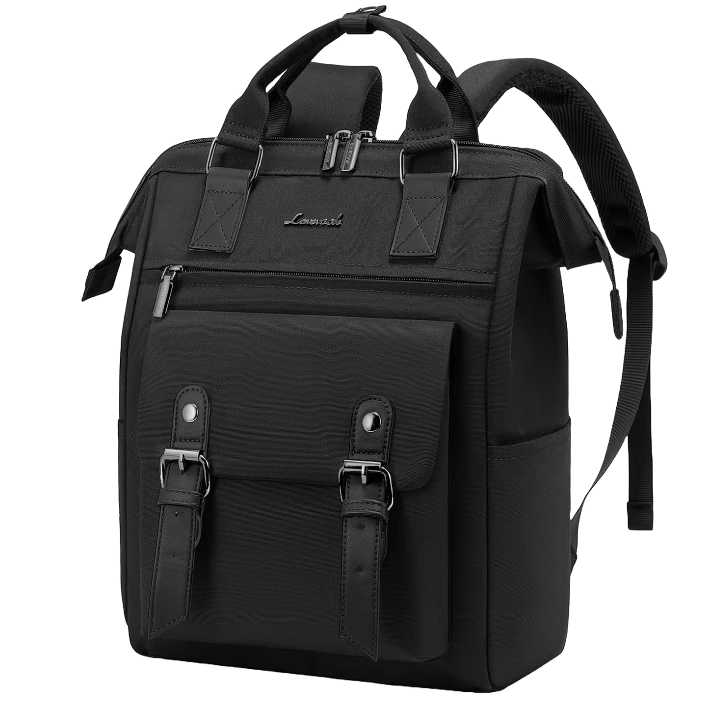 Morral poliéster con 18 bolsillos color negro