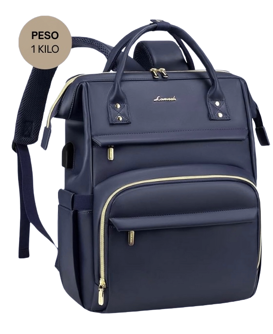 Morral con 18 bolsillos  azul navy,  100% impermeable