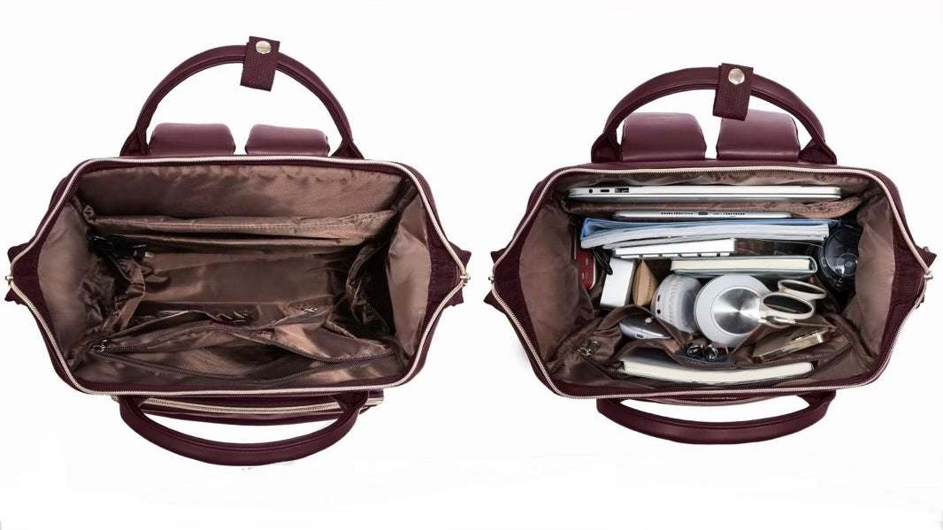 Morral con 18 bolsillos Wine Red,  100% impermeable