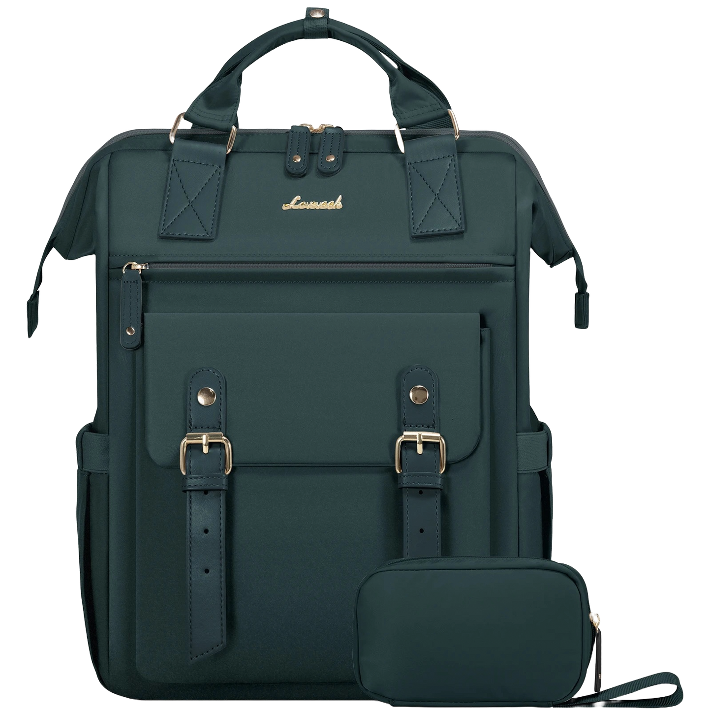 Morral poliéster con 18 bolsillos color verde
